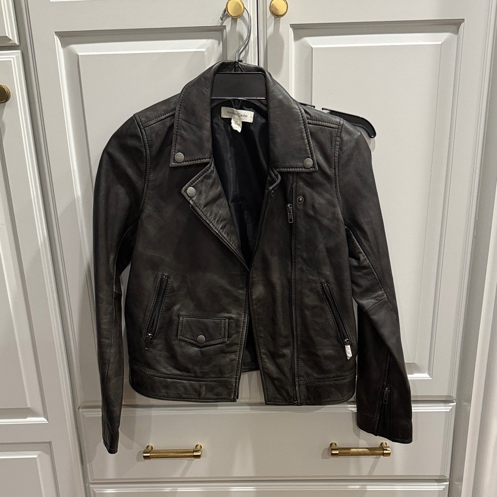 Treasure & Bond Black Leather Moto Jacket